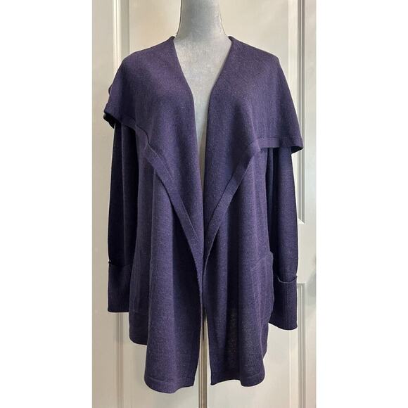 Women’s Merino Wool Blend Open Front Cardigan Sweater Purple Sz M - Picture 1 of 7